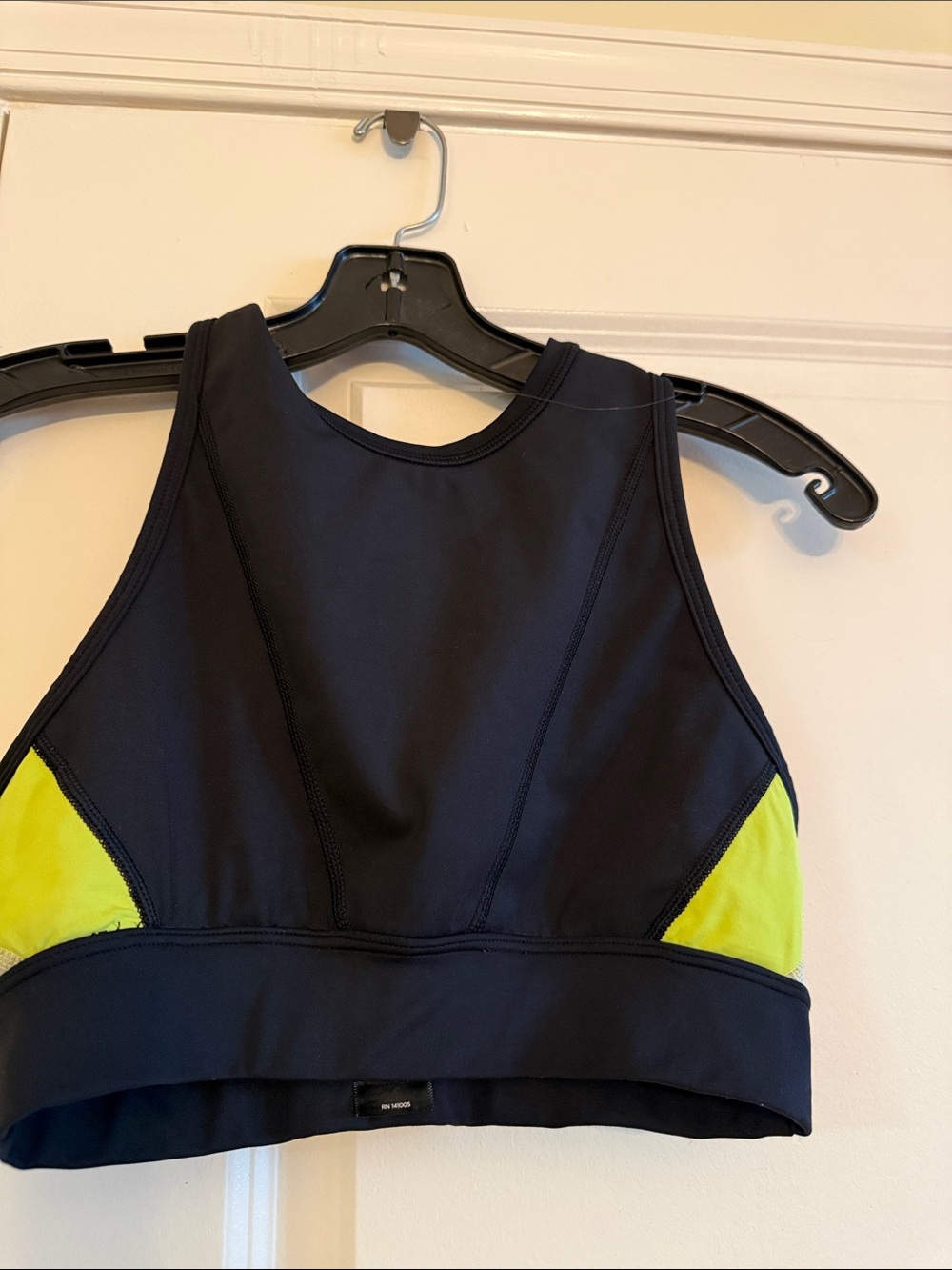 Alala Black Racerback Zip Sports Bra with Neon Yellow Trim